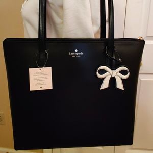 Kate Spade Cassy Black Leather Top Zip Tote